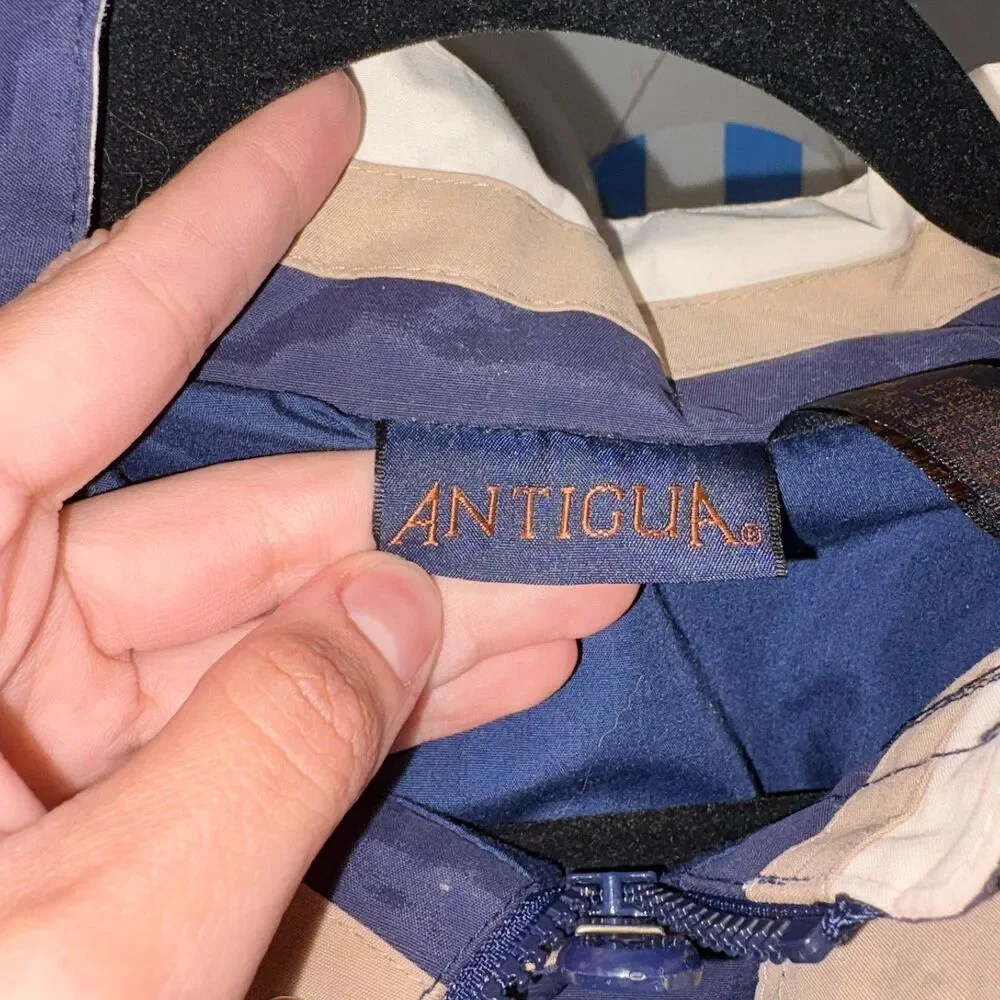 Antigua Colony Pullover Windbreaker Jacket XL Navy Colorblock